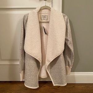 Abercrombie & Fitch gray & white fluffy jacket